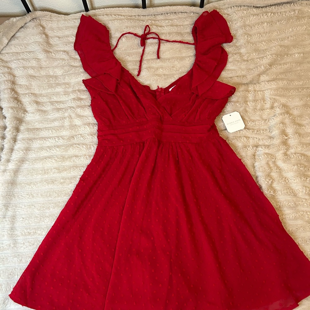 Altar'd State Red Mini Ruffle Dreas - Picture 3 of 9